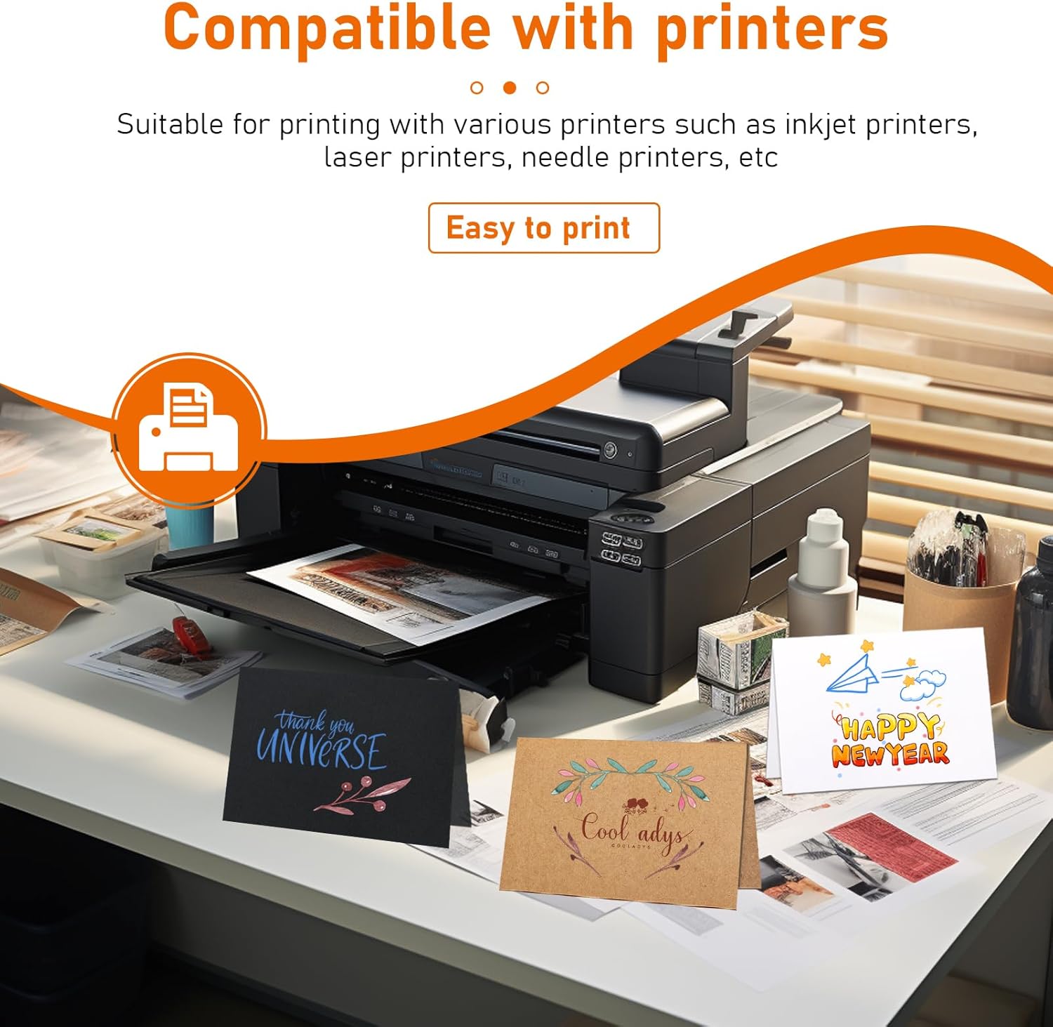 Black Thank You Cards and Envelopes 5 x 7 Blank Printable 300GSM Folded Cardstock and A7 Envelopes Self Seal 20 packs for Wedding Invitations, Greeting Cards, Baby Shower, Birthday - Image 3