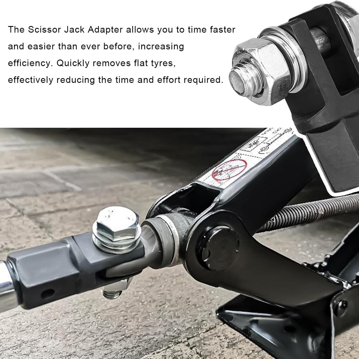 DXNQ Scissor Jack Adapter, Effortless Scissor Jack Adapter Drill Adapter for 1/2 Inch Drive Impact Drills or 13/16 Inch Lug Wrench, Power Drill Socket Scissor Jack Connector for Car RV