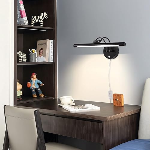 Miniatura 8 de MantoLite Lámpara de pared negra de 16 pulgadas para baño, 8 W, regulable, para gabinete, iluminación interior, aplique de pared ajustable, lámpara