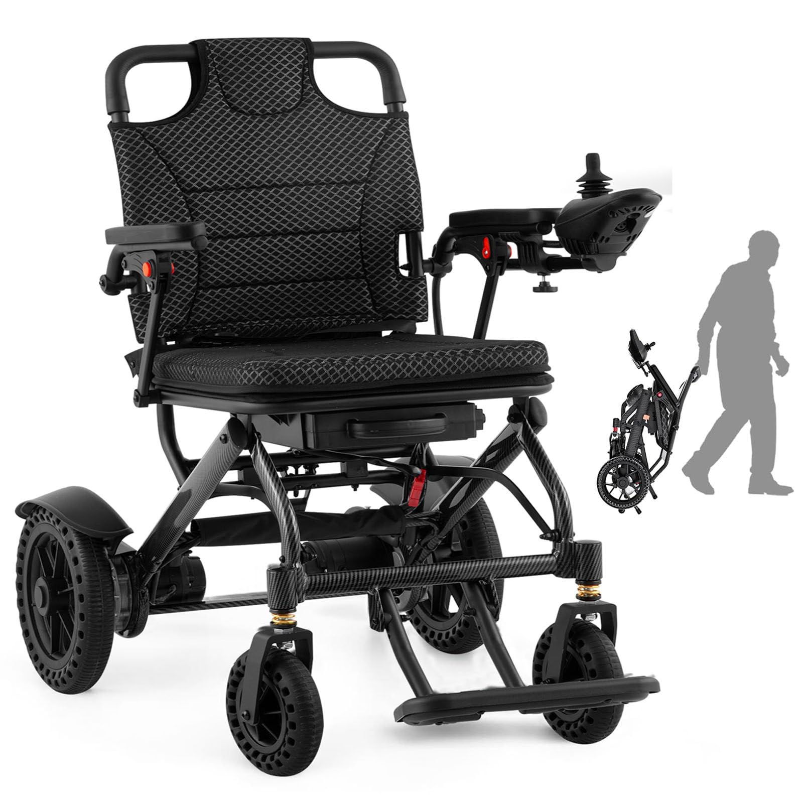 LTdlhFk Lightweight Electric Wheelchair(14kg), Electric Wheelchairs for Adults Foldable, 10 Ah Detachable Battery, 3s Fold, 120kg Maximum Load Capacity
