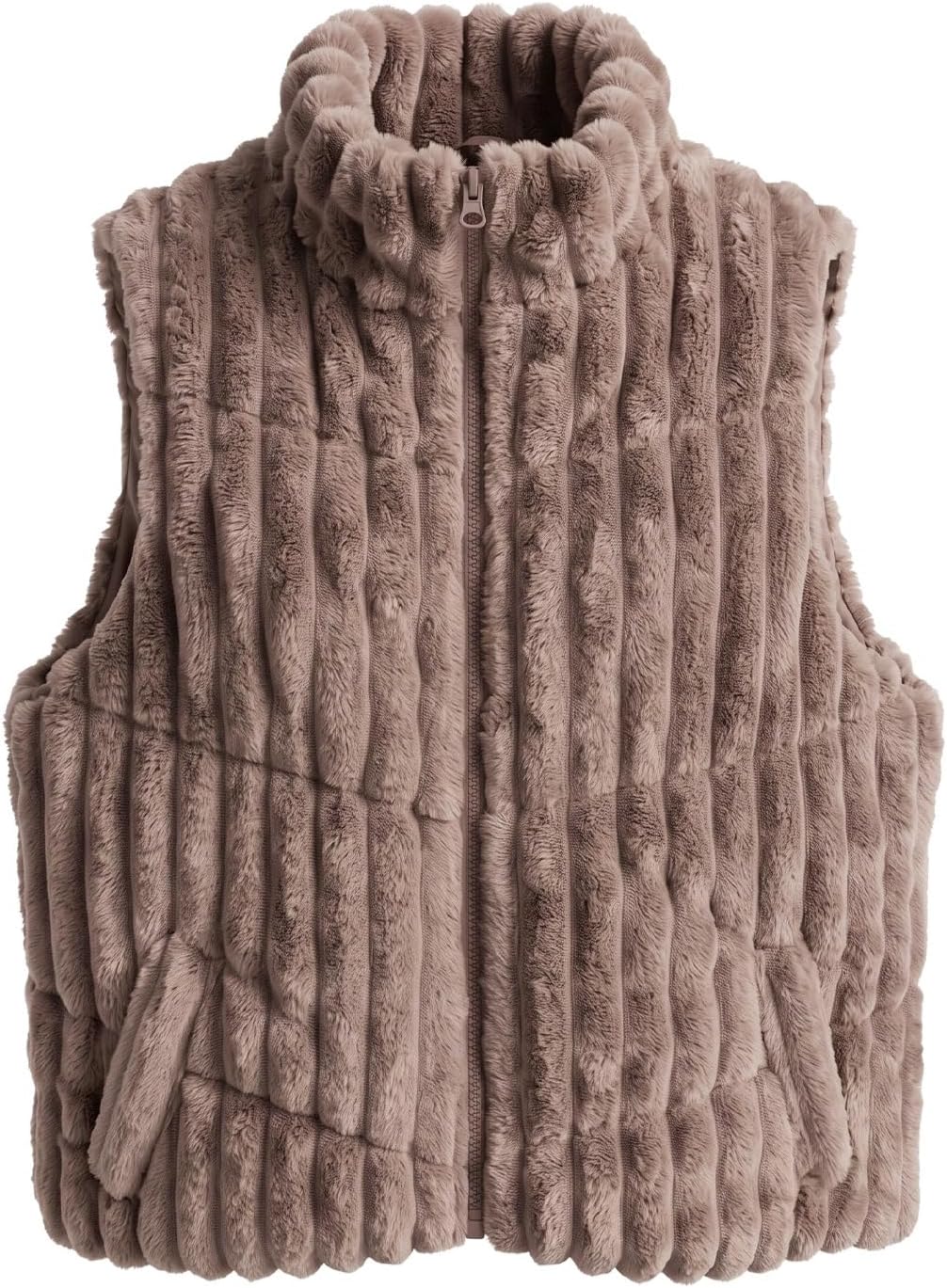 Dokotoo Womens Sleeveless Vest 2026 Striped Full Zip Warm Outerwear Coat