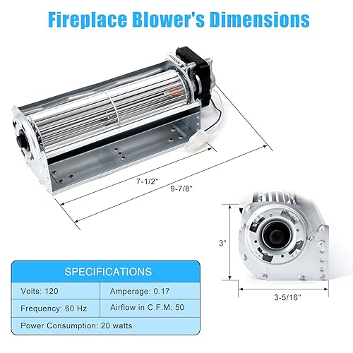 Miniatura 5 de Grillfired Ventilador de chimenea GFB100 para estufa de chimenea de gas sin ventilación y sin ventilación GFB100, ventilador de chimenea sin