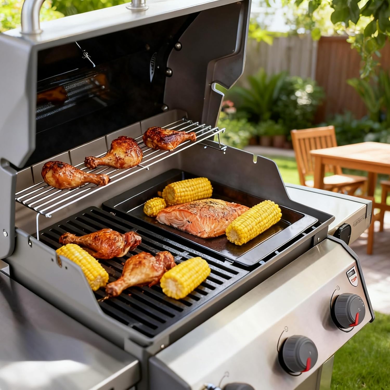 7658 Cast Iron Grill Griddle for Weber Spirit 200 300 Spirit II E-210 E-310 Series Gas Grills, Cooking Griddle Plate for Weber Genesis Silver B/C 1000-5000, Replacement for 7597 7598