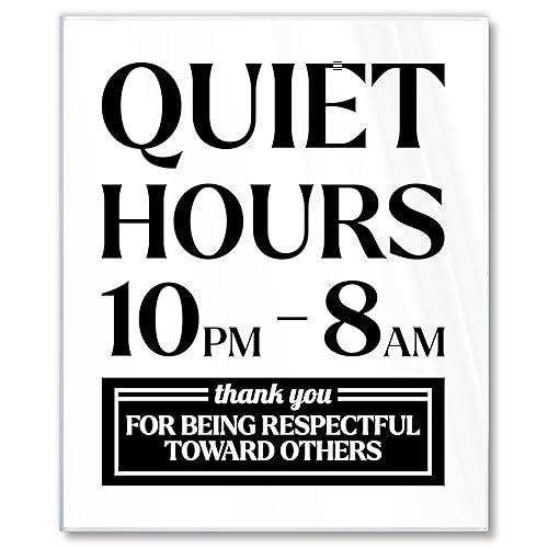 Premium Acrylic Quiet Hours Sign, 5x6 Quiet Hours 10pm to