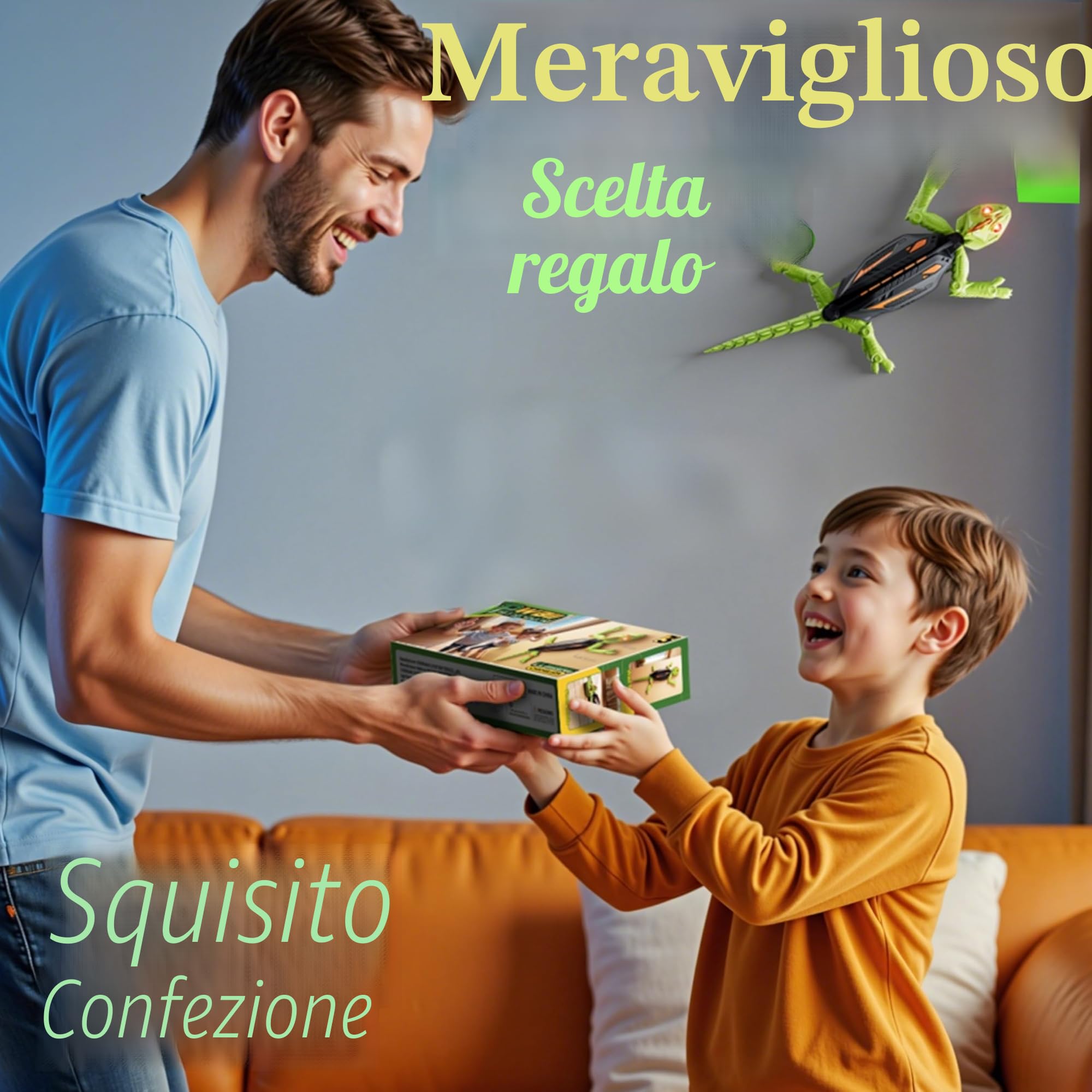 Ricaricabile Camaleonte Telecomandato, Geco Telecomandato con occhi a LED, Lucertola Robot Giocattoli, Regalo Compleanno per Bambini Bambina 3 4 5 6 7 8+ Anni [Versione Aggiornata]
