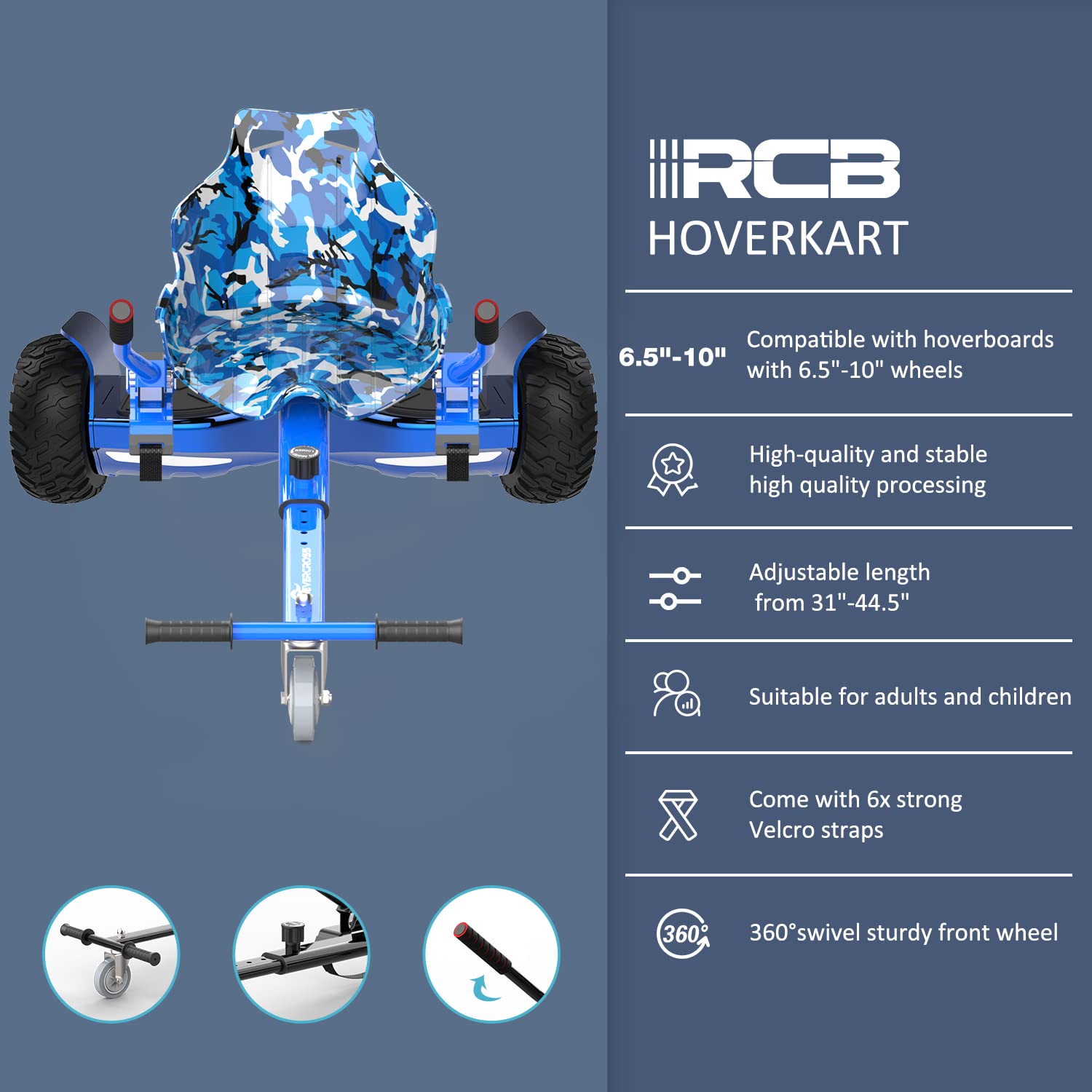 RCB Hoverboard SUV mit Sitz und Hoverkart Go-Kart, app-fähige Bluetooth Hoverboard, 8,5'' Hummer, Geschenk für Kinder