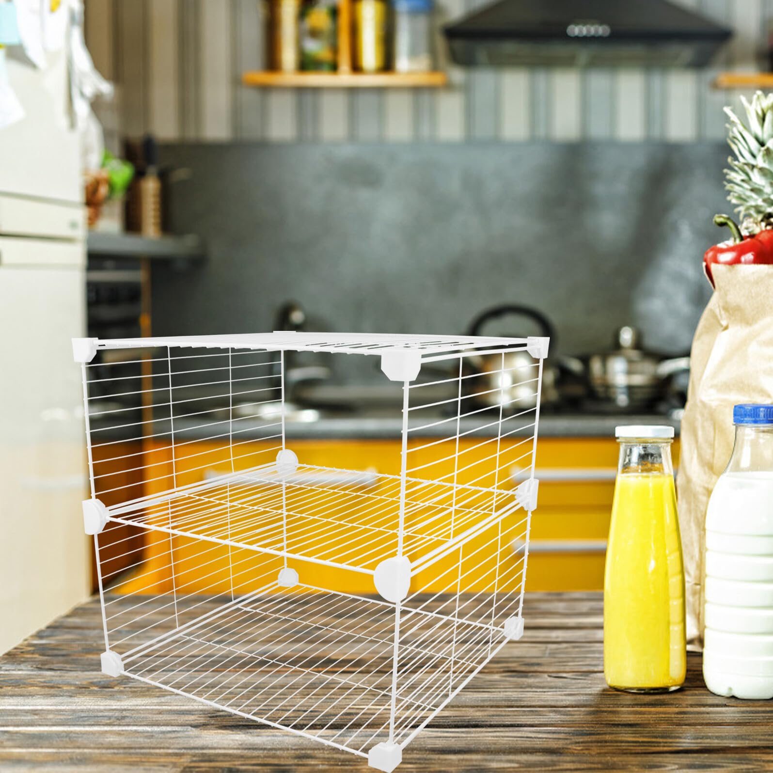 Organizador Metálico para Congelador con Divisores Ajustables Estante Separador para Nevera para Cocina Despensa y Arcón Congelador