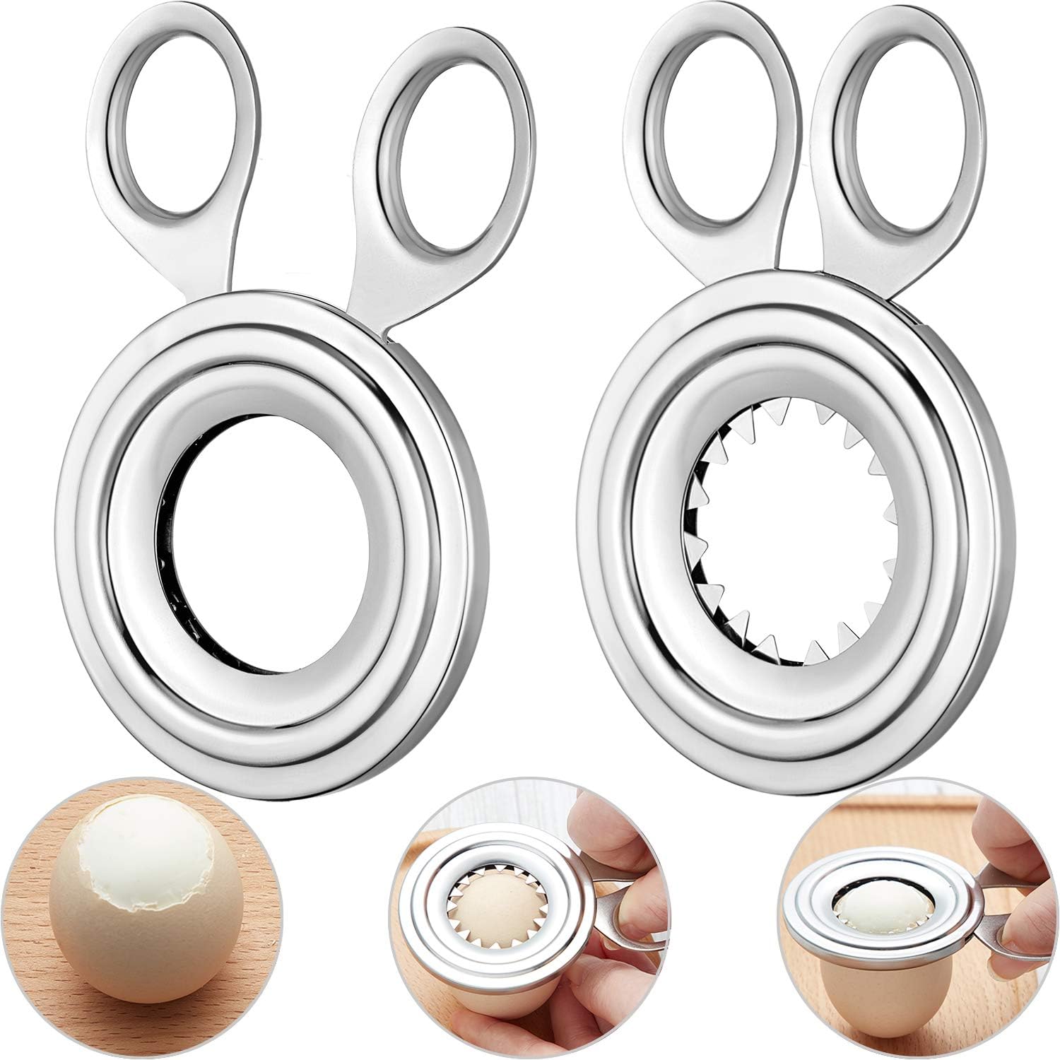 2 Pieces Egg Topper Cutter Stainless Steel Boiled Egg Cutter Cracker Shell Scissors Opener for Kitchen Tool Supply