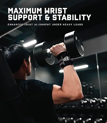 Miniatura 2 de Gymreapers - Muñequeras de halterofilia, profesionales, con presilla de pulgar resistente para competición de levantamiento de pesas, entrenamiento
