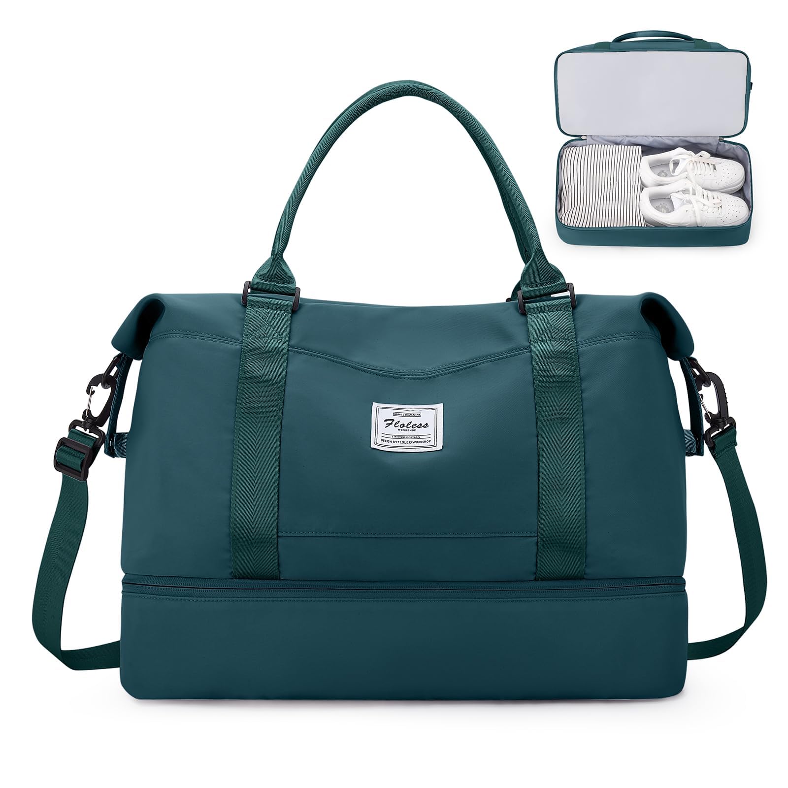 SEAFEW Bolsa de Viaje 40x20x25 para Ryanair,Impermeable Bolsa de Deporte para Gimnasio,Bolsa de Mano Equipaje de Fin de Semana 40x30x20 para Mujer,Bolso de Natación para Playa,D15-Gris Claro — view 34