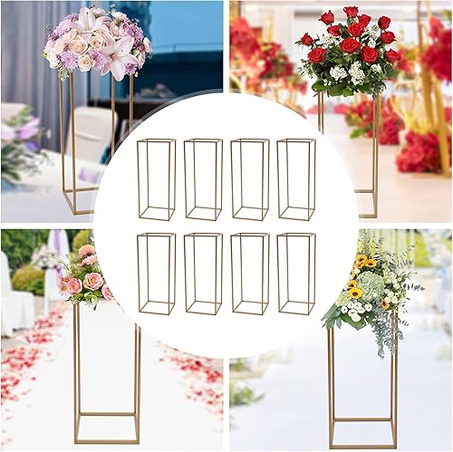 Miniatura 4 de 10 soportes de metal para flores, jarrón alto para centros de mesa de boda, florero de suelo, columna de soporte geométrico para centros de mesa de