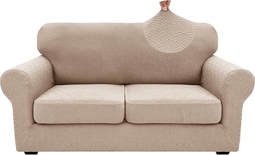 Miniatura 8 de XINEAGE - Fundas para sofá de 3 piezas, para sofá de 2 cojines, funda súper elástica para sofá biplaza, protector de muebles antideslizante,
