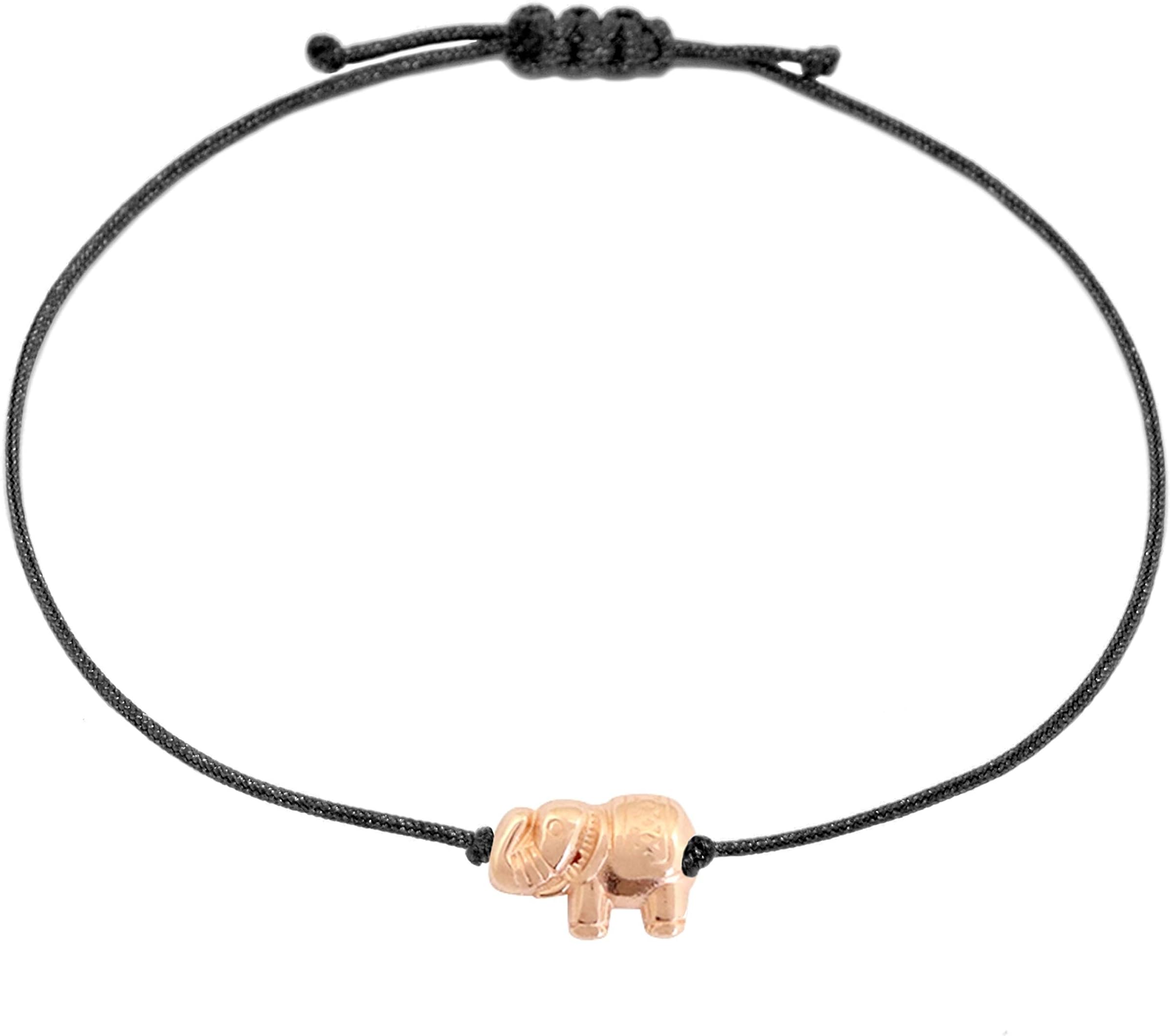 Selfmade JewelryElephant bracelet rosegold on black textile band, ladies bracelets, handmade with love