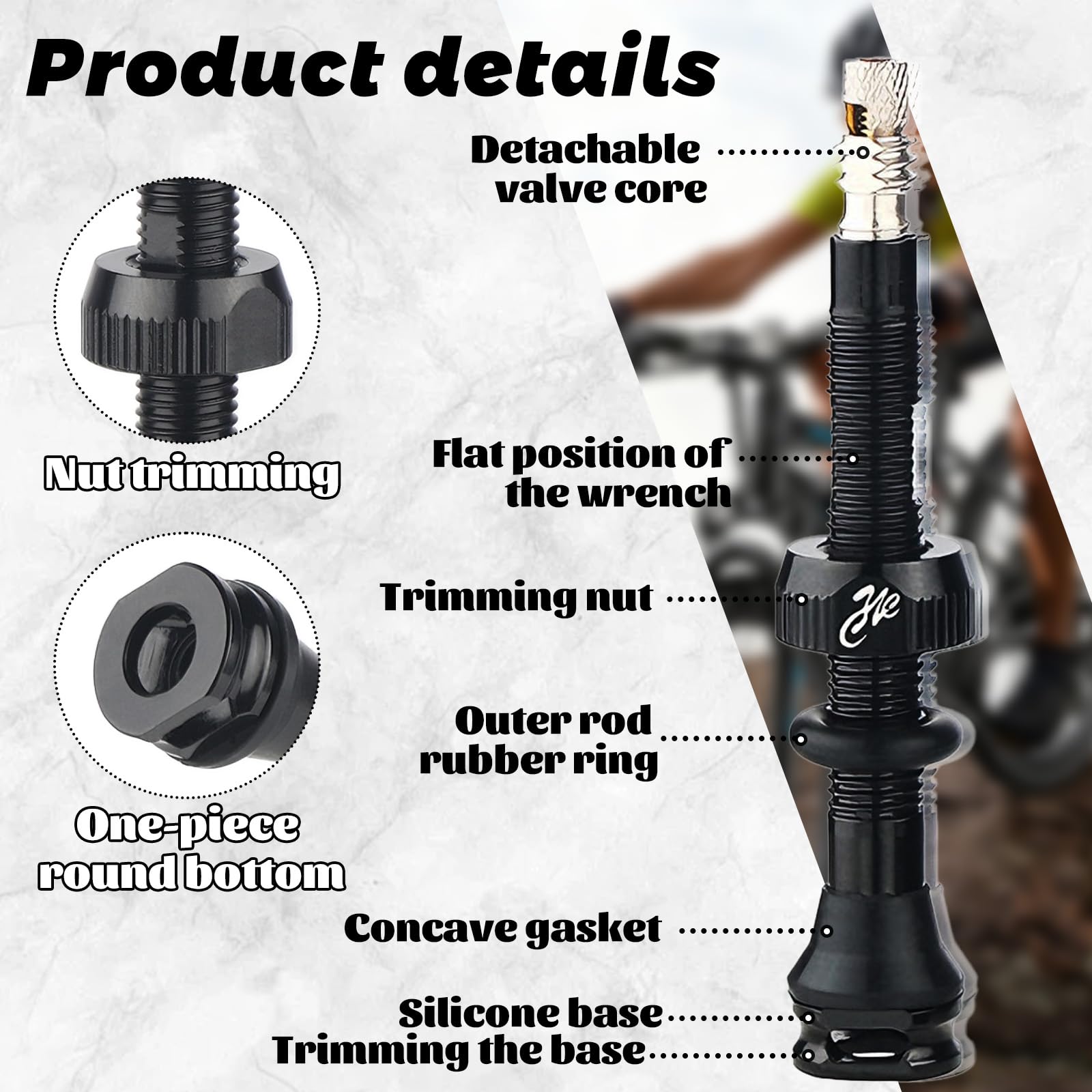 SoundZero 2 Pezzi Valvole Tubeless per Bici, Valvole Presta Tubeless Bici, Presta Tubeless Bicicletta MTB, Nere Bici Valvole Tubeless, Con strumento di rimozione valvola (50mm)