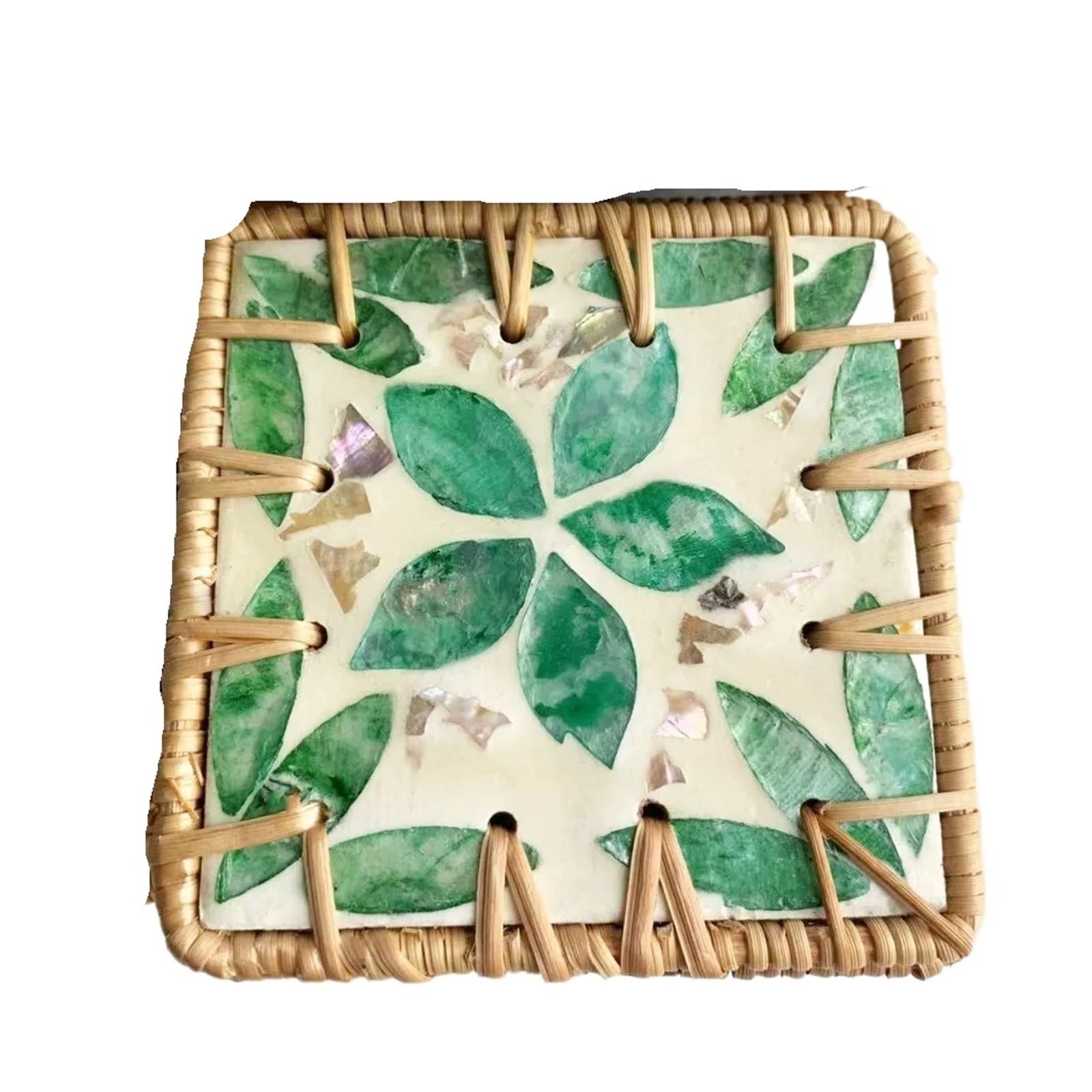 Sous-verres en rotin carrés multicolores de 10 cm pour verres et tasses | Lot de 2