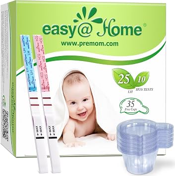 Easy@Home Easy@Home Kit Combiné Fertilité : 25 Tests d'Ovulation et 10 Tests de Grossesse