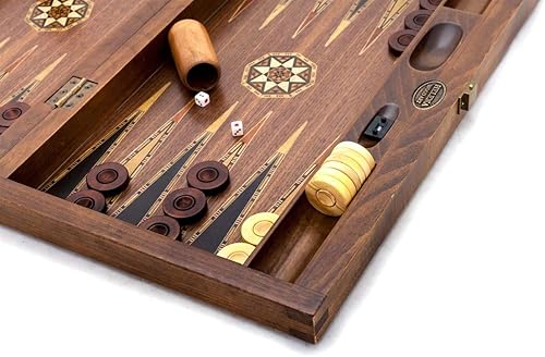 Miniatura 3 de Backgammon - Juego de mosaico con diseño de mosaico, mesa de nogal plegable, juego de mesa clásico, tamaño 20,5 pulgadas