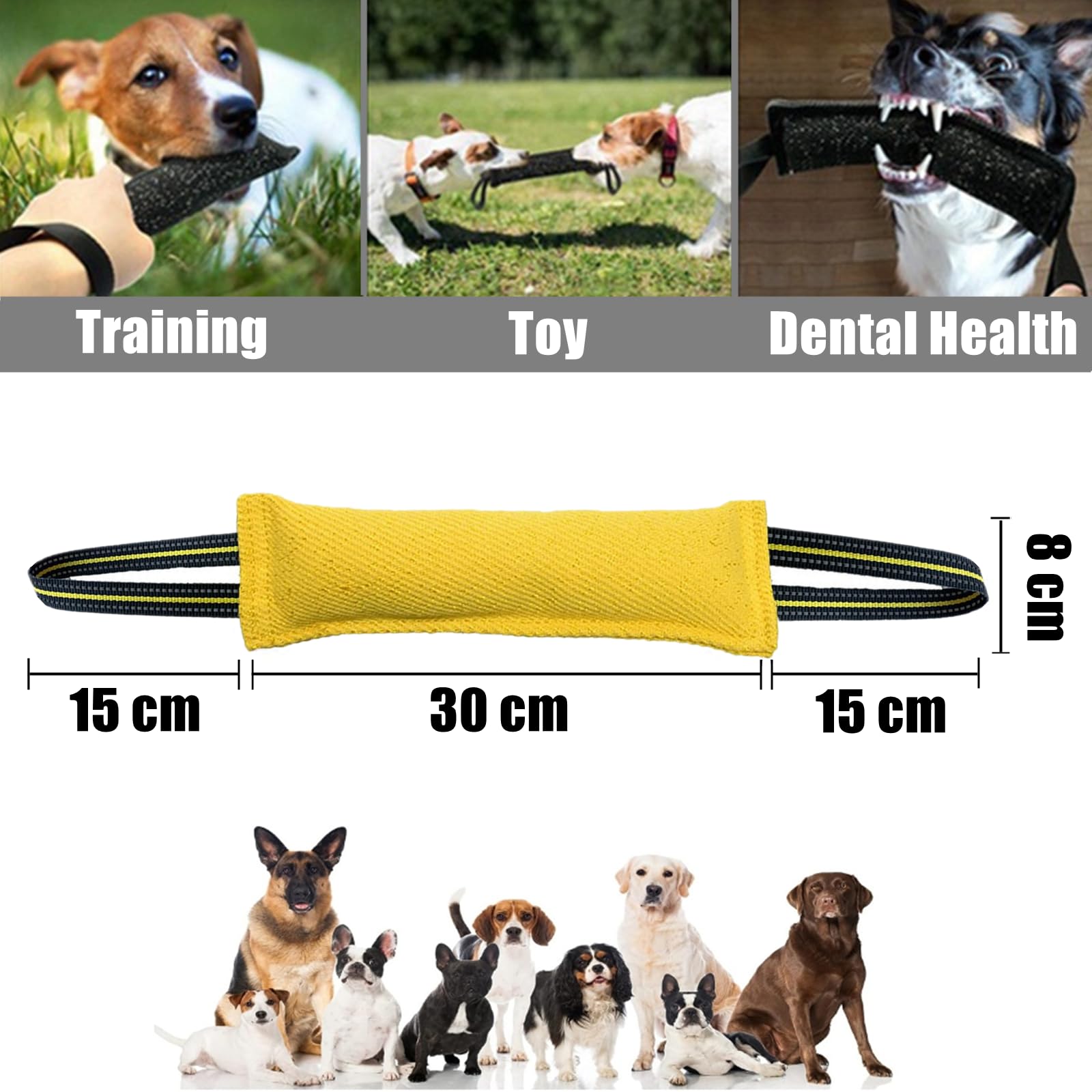 Giocattolo Per Cani A Forma Di Salsiccia - Con 2 Manici, Per Tiro Alla Fune E Allenamento, Nero - Foto 12