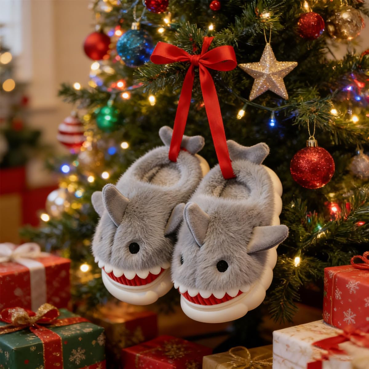 Kids Shark Slippers for Toddlers Boys Girls,Fuzzy Warm Winter Indoor Slippers with Non-Slip Sole,Christmas & New Year Gift for Little Shark Lovers.