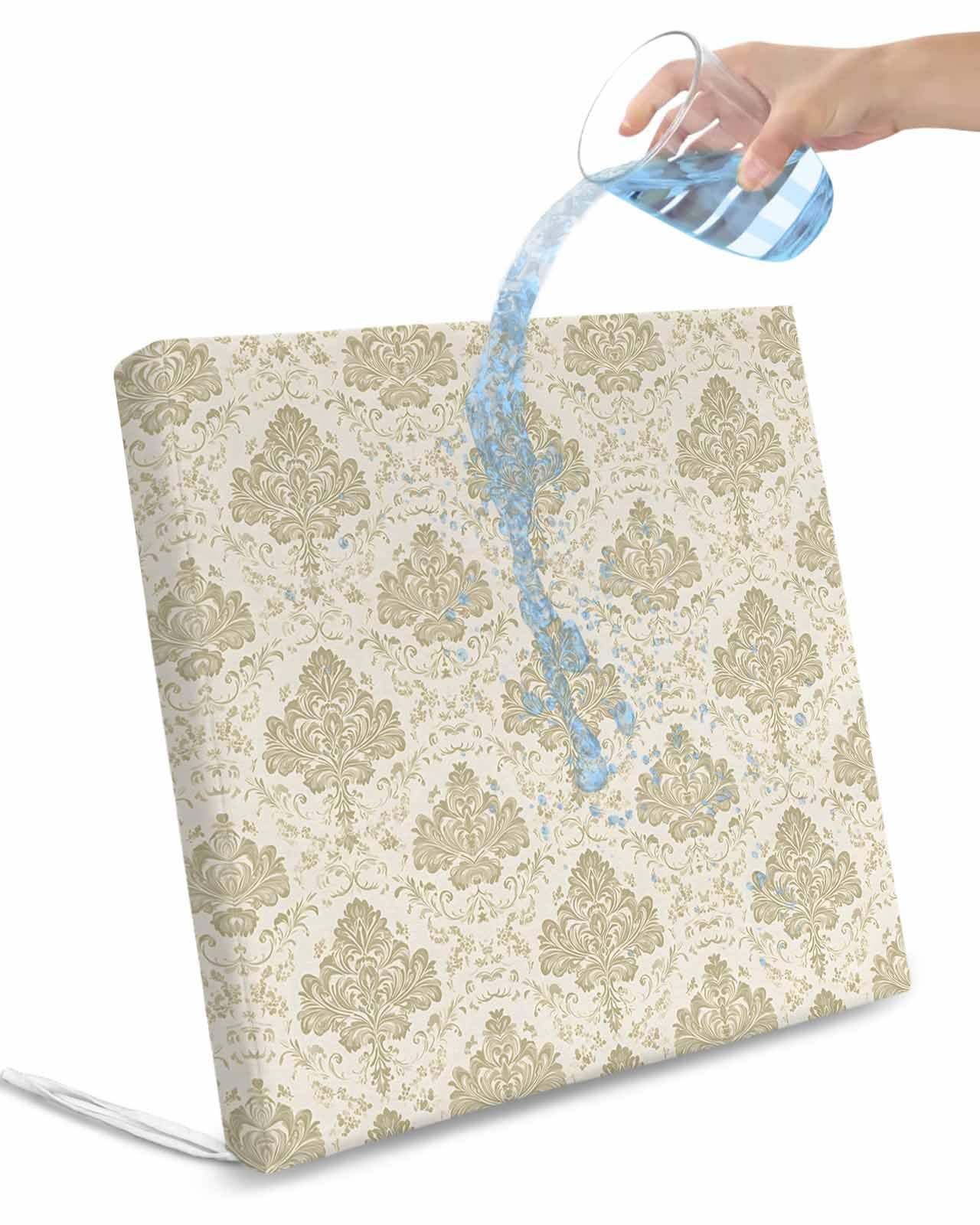 Hokiten Beige Floral Boho Outdoor Cushion Chair Cover Set of 4 - Waterproof Couch Seat Covers, Vintage Ethnic Tribe Abstract Art Patio Furniture Protector Cushions Slipcovers for Sofa/RV, 22