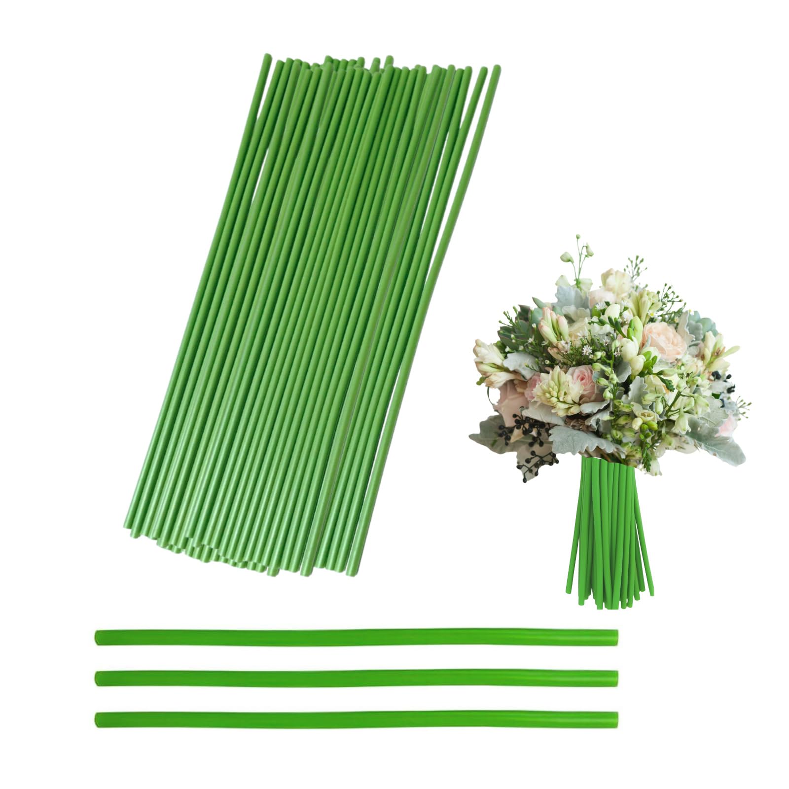 FLZOOY 30 Pack Flower Stem Covers Artificial Floral Green Tubes
