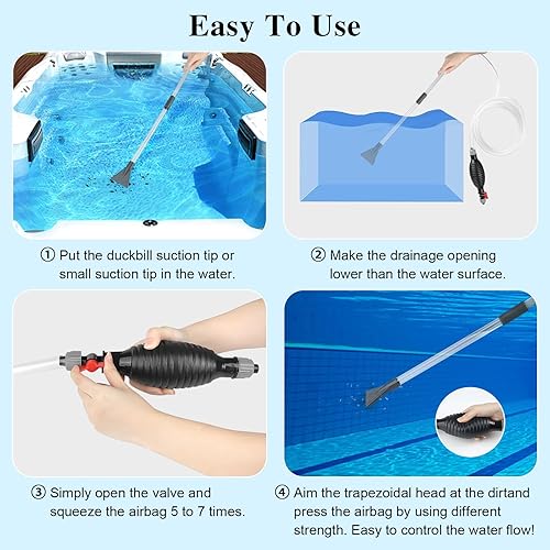 Miniatura 4 de Aspiradora de spa para bañera de hidromasaje, aspiradora manual de piscina, interruptor de control de válvula de bolsa de aire ajustable, manguera