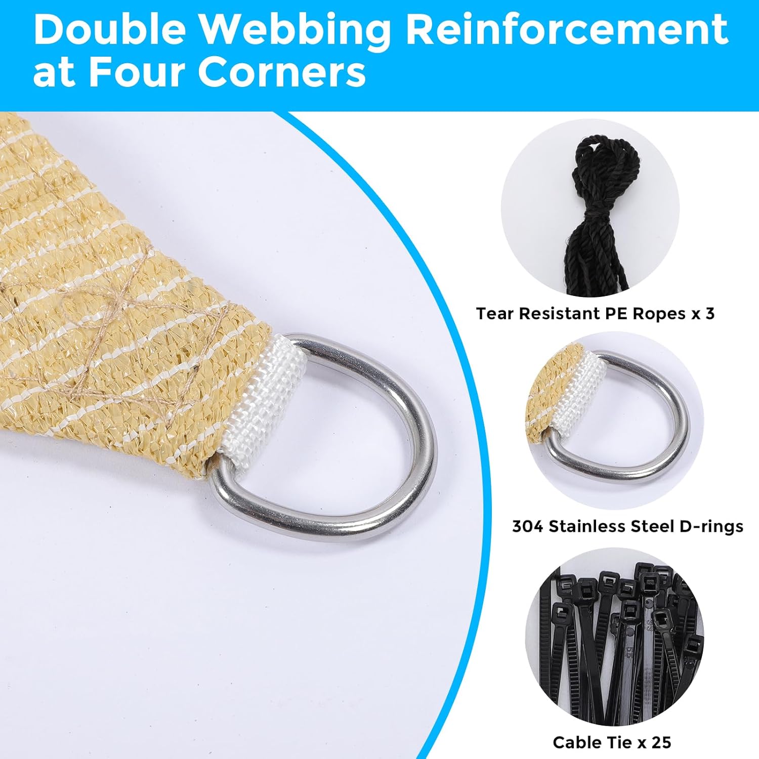 Sun Shade Sail, Rectangle Sun Shade Canopy, Breathable Sun Block UV Resistant, Permeable Sun Shelter Awning Cover for Patio, Garden, Pergola, Yard, Outdoor Pools, Carport (2 X 5M)