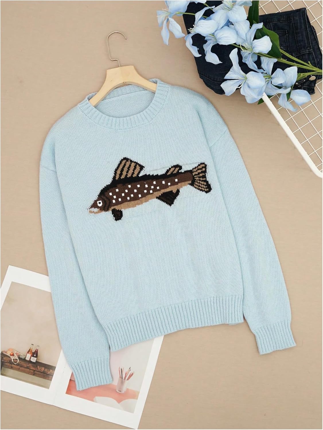 Women's Animal Graphic Sweater Crew Neck Long Sleeve Jumpers Pullover Sweaters