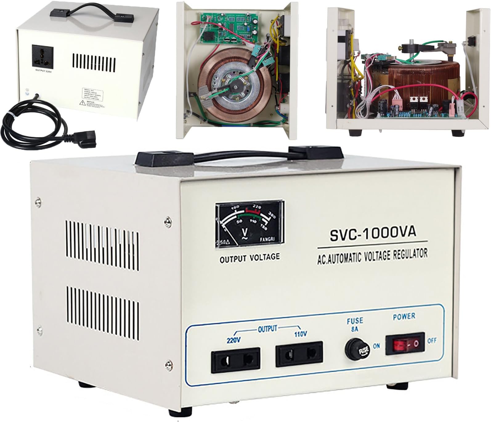 Fully Automatic Voltage Stabilizer for Heavy Use, High Accurate 160v-240v Single Phase Voltage Stabilizer, 110v/220v Stable Output, For Computers, Refrigerators, Tvs 1000VA