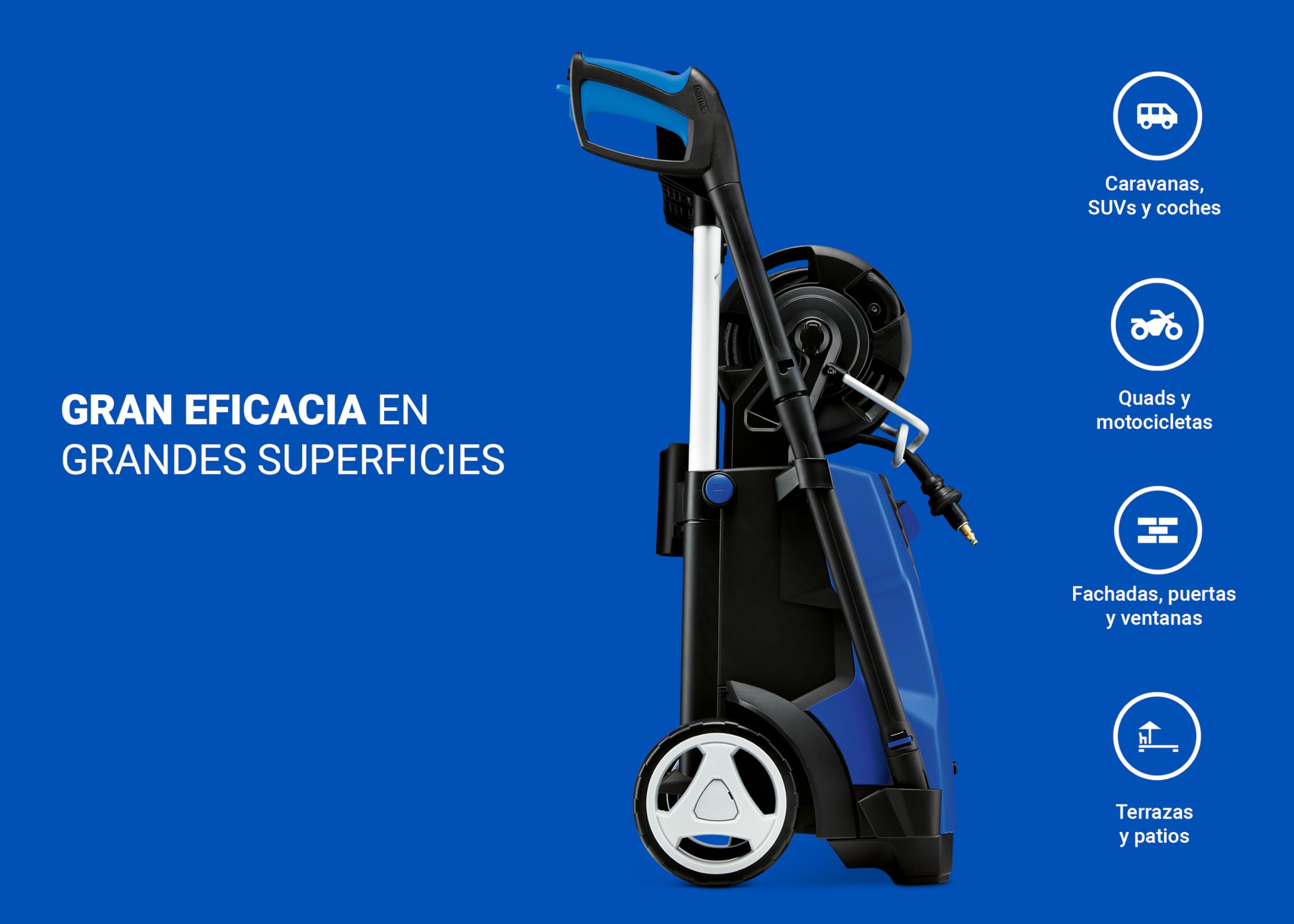 Nilfisk Hidrolimpiadora de Alta Presión E 145 Bares + Pulverizador de Espuma + Limpiador de Terrazas Potente (2100 W)