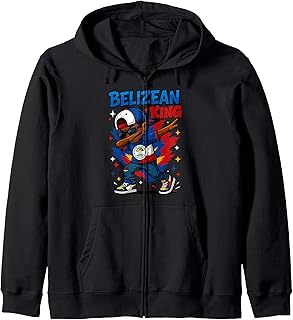 Dab Boy Belize Flag Pride Cool Belizean for Boys and Kids Zip Hoodie