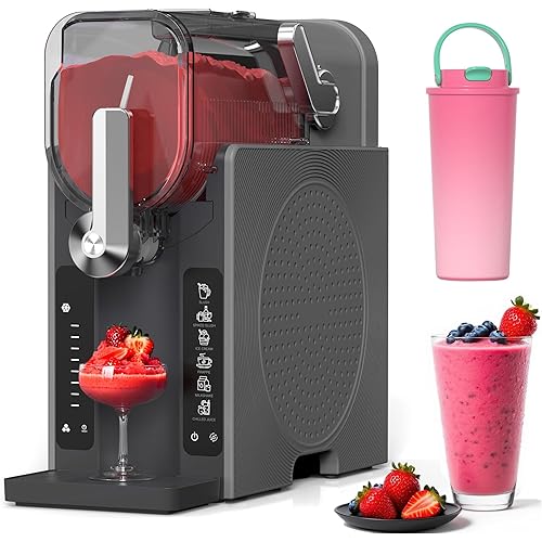Slushie Machine, Slushy for Home No Ice Need, Soft Serve Ice Cream Maker & Margarita Machine, Auto-Cleaning, 6 Presets for Milkshakes, Frappés, Frozen Drink and More, 1 Insulated Cup (black)