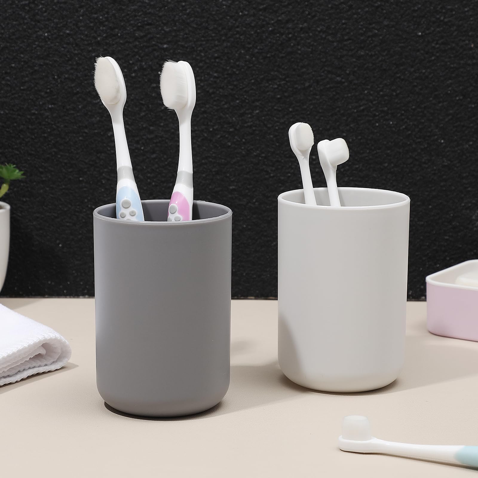 4 PCS Gobelets De Voyage Pour Brosse à Dents - Tasses Salle De Bain Portable Plastique Couleurs