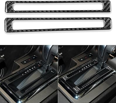 NVCNX Real Carbon Fiber Trim for Ford Mustang Interior Accessories | for 2010-2014 2011 2012 2013 GT Shelby, Center Console Automatic Transmission Gear Shift Box Panel Cover, Sticker Decal