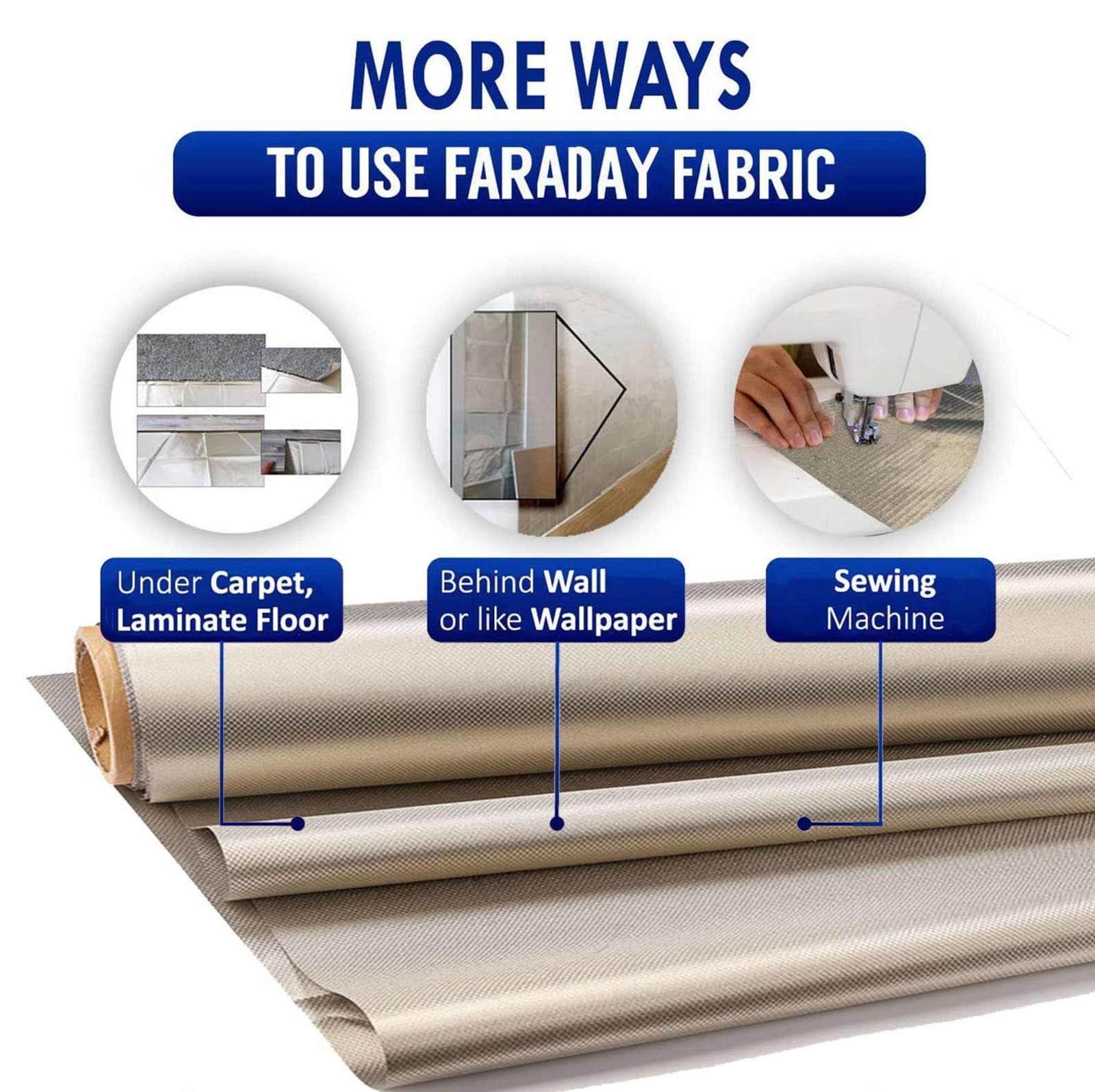 Faraday-Gewebe aus Kupfer und Nickel, leitfähiges Material, Nickel-Kupfer-Faraday-Gewebe, leitfähig für RFID-, WiFi- und DIY-Käfig-Abschirmungen, Gold, 4 x 1,1 m