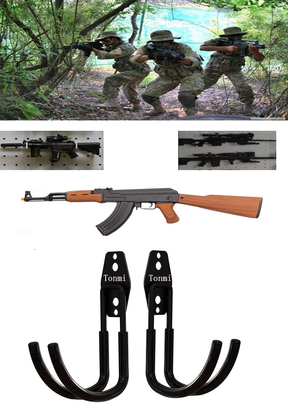 2Pcs Horizontal Gun Wall Rack Wall Mount, Rifle Hangers Archery Bow, Gun Rack Shotgun Hooks, Rifle Wall Holder Wall Mount Storage Or Display, for Gun Room Mount Or Gun Safe Wall Garage , No Gun : Sports & Outdoors