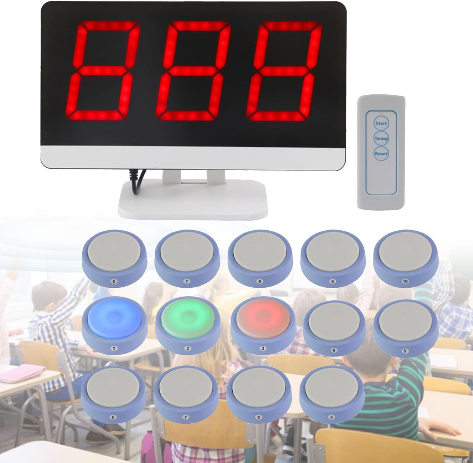 Wireless Quiz Answer Game Buzzer System, 328ft, Game Answer Buzzer for Game Show, Family Game Nights, Learning Resources for Classroom, School 14Buttons
