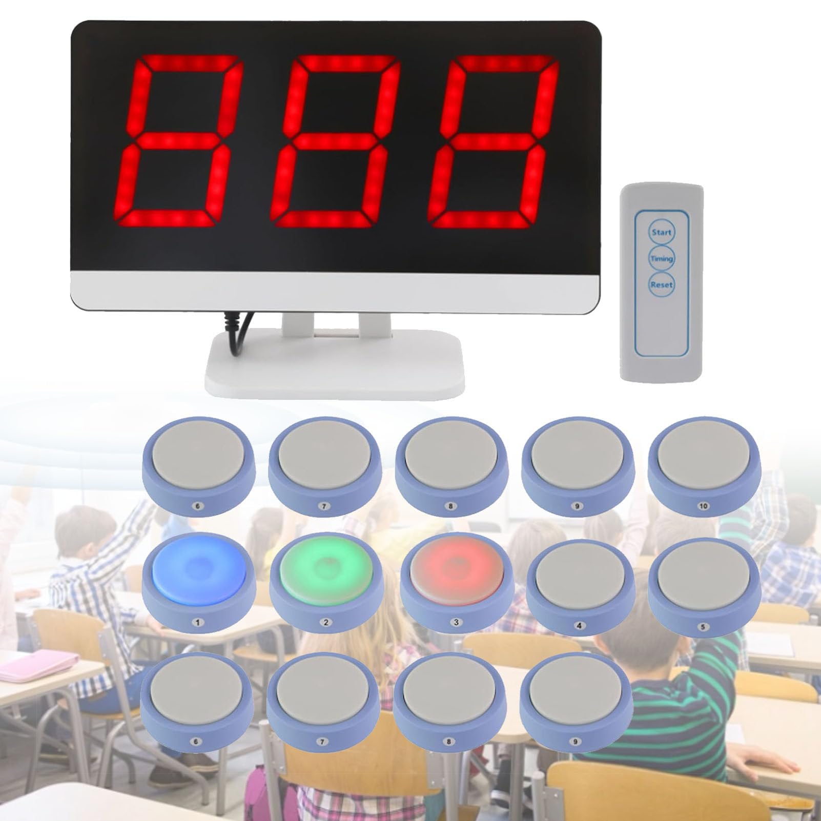 Wireless Quiz Answer Game Buzzer System, 328ft, Game Answer Buzzer for Game Show, Family Game Nights, Learning Resources for Classroom, School 14Buttons