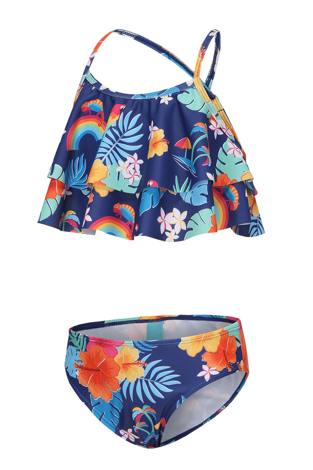 Aisyee Bikini Mädchen Badeanzug Kinder Hawaiian Bademode 3-16 Jahre | floral, zweiteiliger, UPF50+, schnell trocknend, weich & bequem, verstellbare Träger, ideal für Strand, Pool & Urlaub