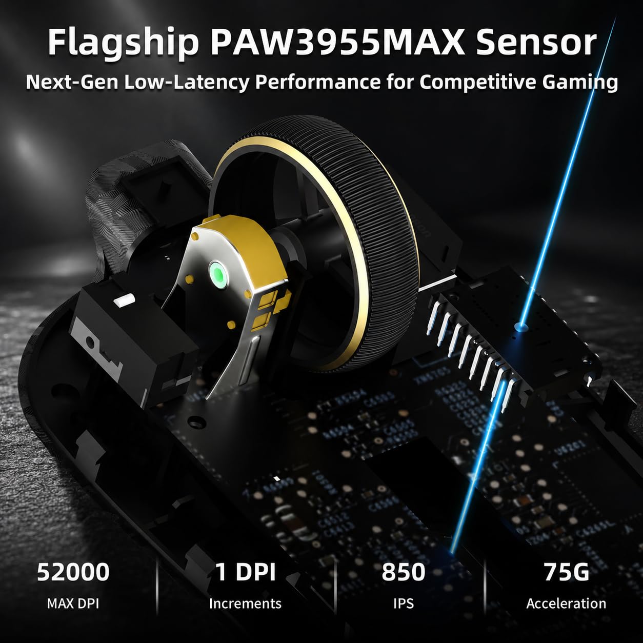 ATTACK SHARK RS3 Ultra Mysz Carbon Fiber & C06 Ultra Kabel-Czarny B | Podwójna Częstotliwość Odświeżania 8000 Hz, Sensor PAW3955MAX, MCU Nordic 54L15, Do 52 000 DPI, 20 000 FPS, Ultralekka 63g
