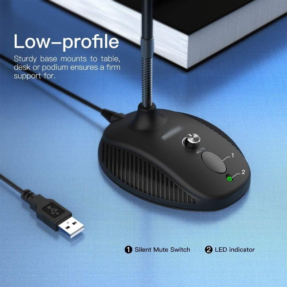 Microfono a collo d'oca per didattica e riunioni online, connessione USB, regolabile in altezza, ideale per videoconferenze e voce, compatibile con computer portatili e computer