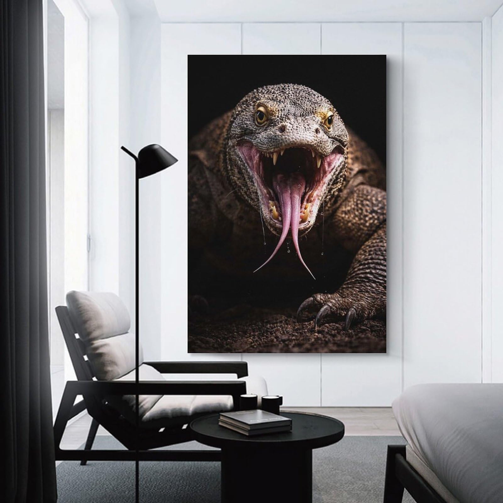 Junmoney Komodo Dragon with Mouth Open Wall Picture Print, 16x24inch(40x60cm), for Art Walls, Layered Displays Or Homes, Home Wall Art for Statement Displays