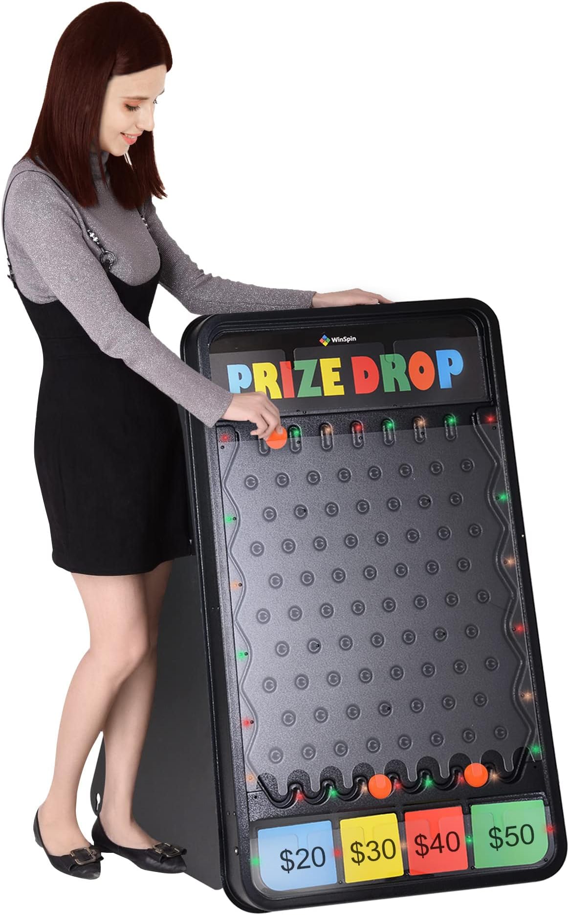 WinSpin 41"x25" Customizable Prize Drop Board Game with LED Light 12 Pucks Carnival Party Trade Show