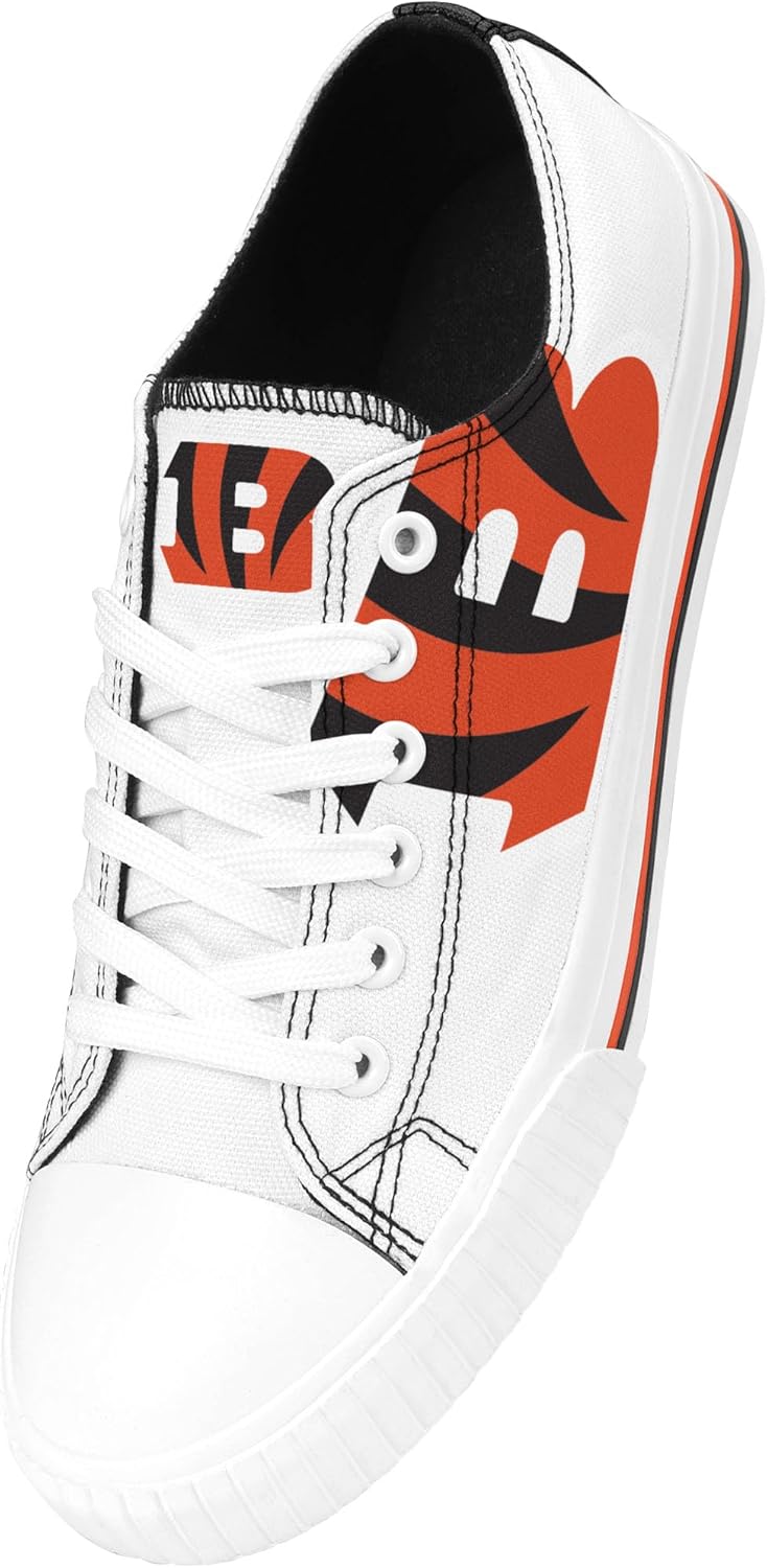 FOCO NFL Womens NFL Ladies Fashion Team Big Logo Low Top White Canvas Sneakers Shoes
