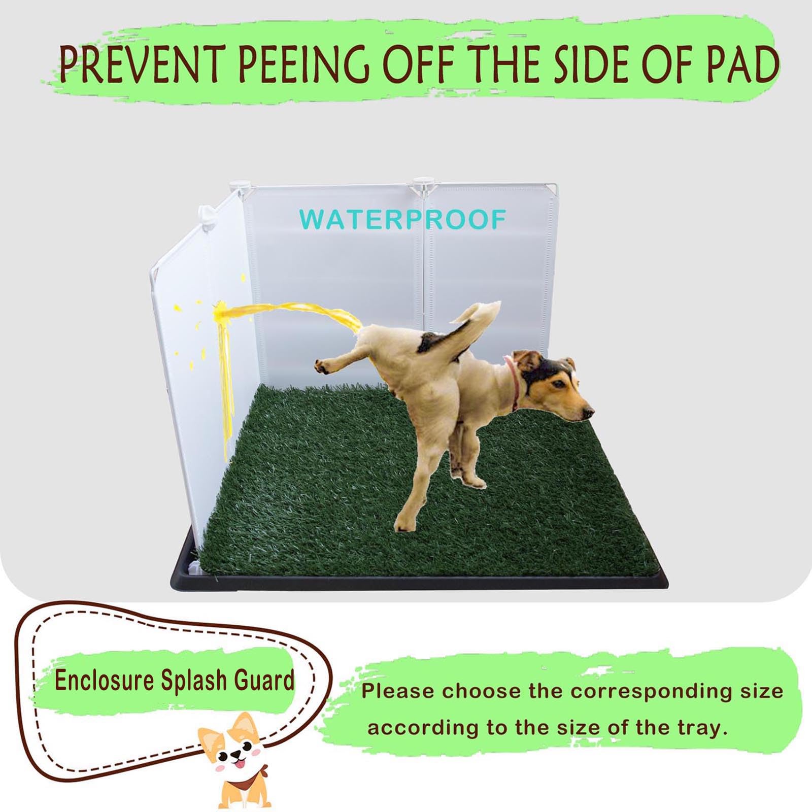 Muro per pipì per cani maschi, adatto per la maggior parte dei tappetini per pipì per cani, previene la pipì dal lato del tappetino, facile da pulire (erba e vassoio non sono inclusi)