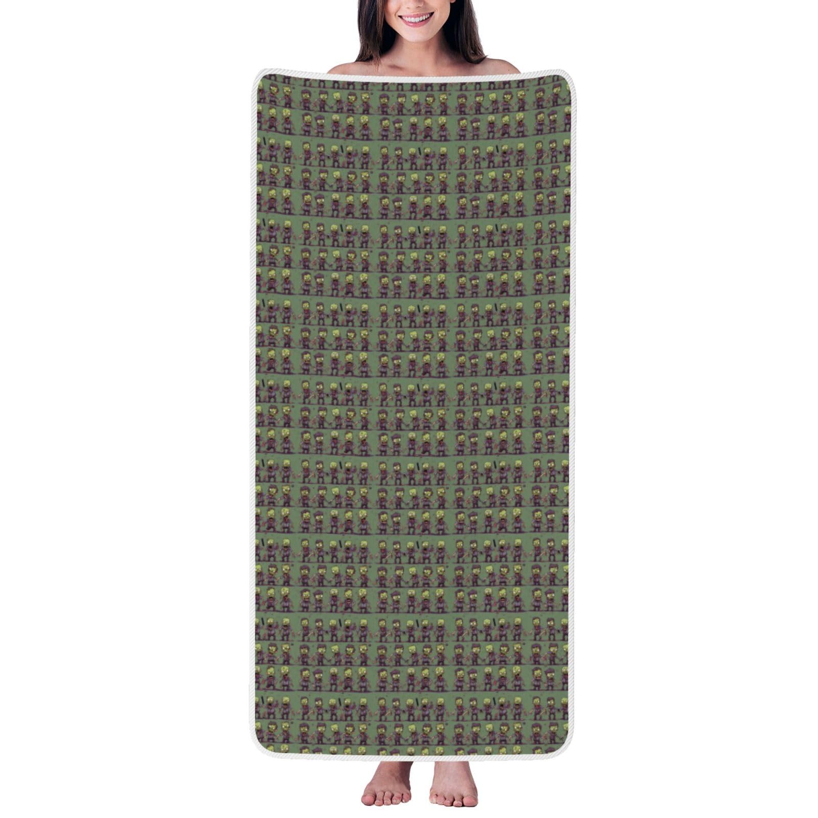 Nimongt Unisex White Many Zombie Print Lightweight Comfort Coral Velvet Bath Towel Home Bathroom Hotel Spa Beach Travel
