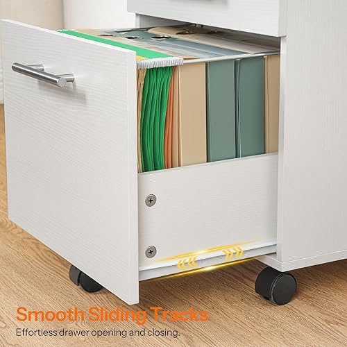 Miniatura 17 de HOOBRO Archivador de 3 cajones, archivador de madera para debajo del escritorio, se adapta a tamaño A4/carta para oficina en casa, cajonera pequeña