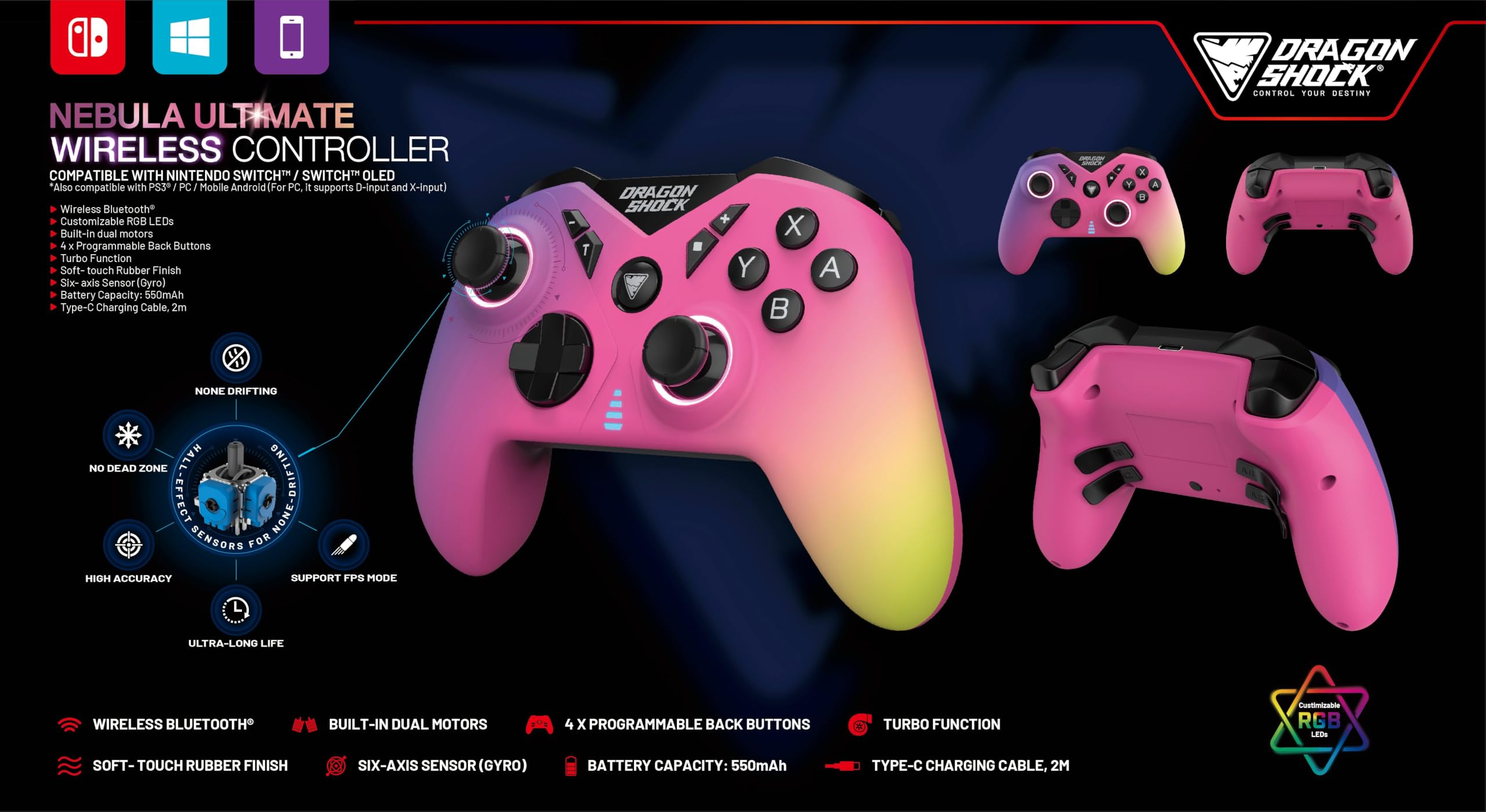 h*v様 【3日間限定オークション】DROID DB8E コントローラー　モジュ DragonShock Mando Gaming Nebula Ultimate : Amazon.es: Videojuegos