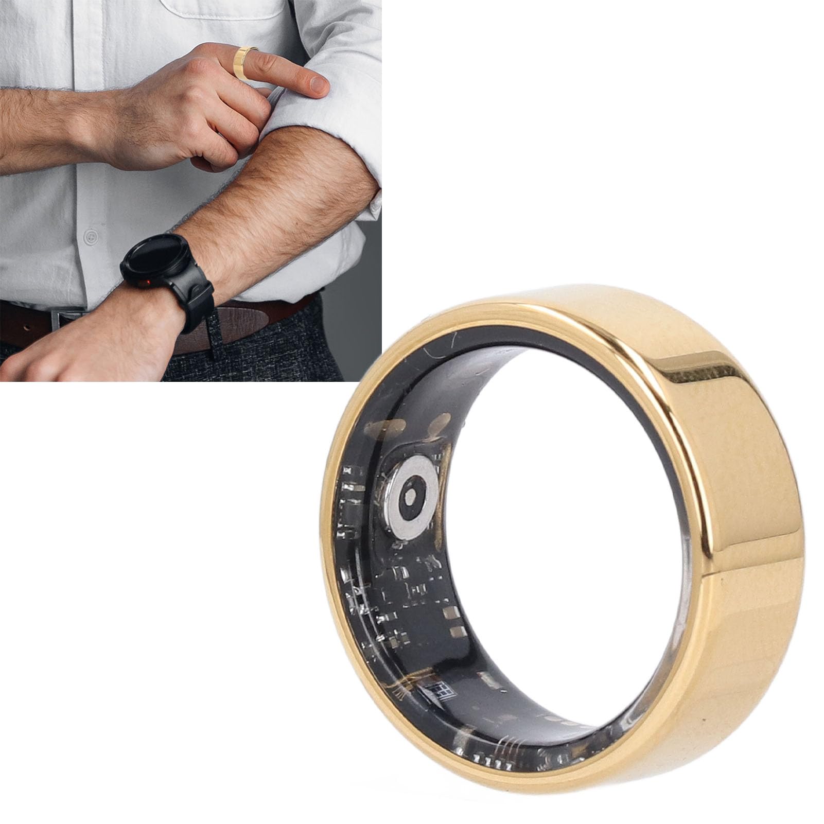 ciciglow Anillo Inteligente para Salud con Seguimiento de Actividad Física, Contador de Pasos Impermeable IP68 para Hombre y Mujer, Monitor de Sueño y Calorías, Pulsera Deportiva A