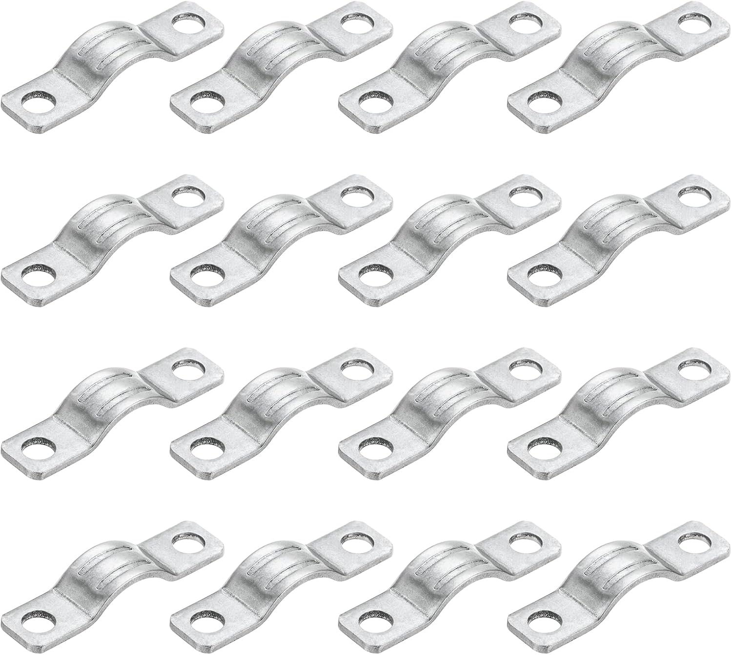 uxcell 25Pcs Rigid Pipe Strap, M6 (1/4") Tube OD, 2 Holes, Stainless Steel, Silver, U Bracket Tube Clamp, Ground/Wall Mount
